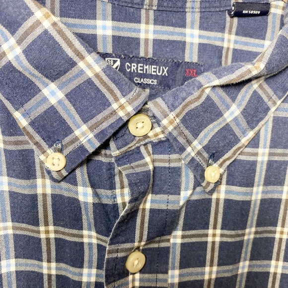 Daniel Cremieux Plaid Poplin Navy Button Up Shirt - Picture 4 of 4